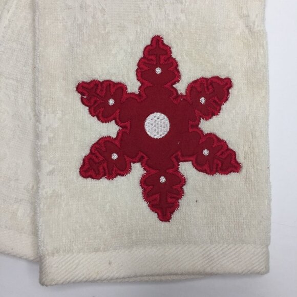Christmas Towel Kitchen Bathroom Embroidered Snowflake Star Flower - Picture 2 of 10